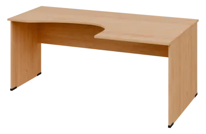 CEL 17 - 187 stůl kancelářský, rohový, pravý, dřevěná podnož, deska 18 mm, široký 1800 mm, javor hor